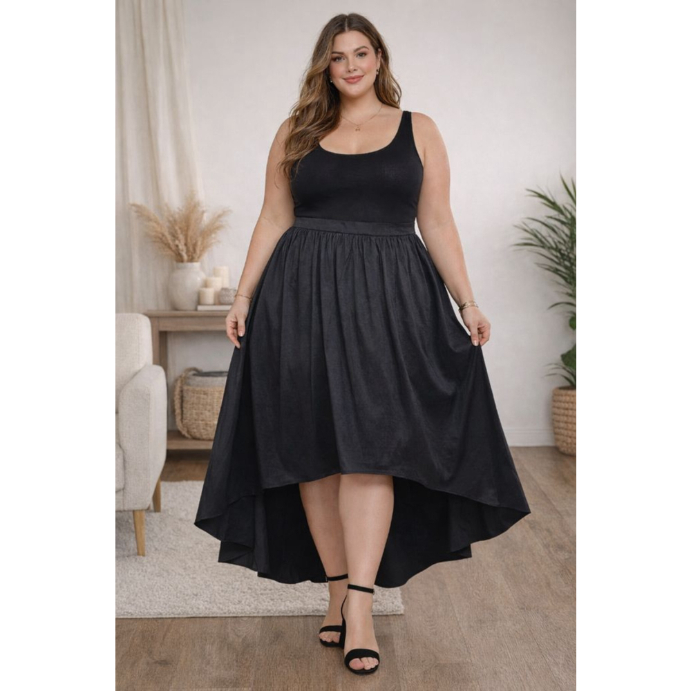 Women's Eliza J Black High Low Skirt 18W